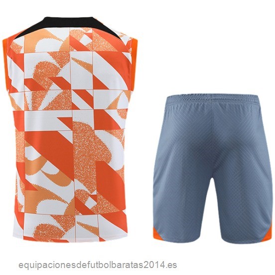 Nuevo Entrenamiento Sin Mangas Conjunto Completo Inter Milan 23/24 Naranja Blanco Gris Baratas